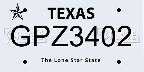 GPZ3402 Texas License Plate