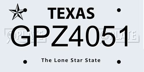 GPZ4051 Texas License Plate