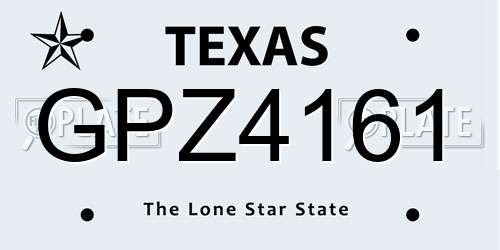 GPZ4161 Texas License Plate