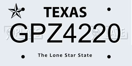 GPZ4220 Texas License Plate