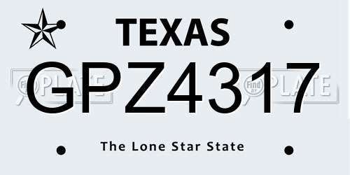 GPZ4317 Texas License Plate