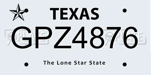 GPZ4876 Texas License Plate