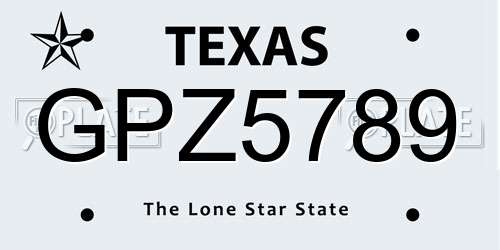 GPZ5789 Texas License Plate