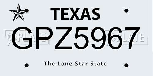 GPZ5967 Texas License Plate