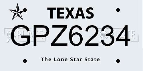 GPZ6234 Texas License Plate