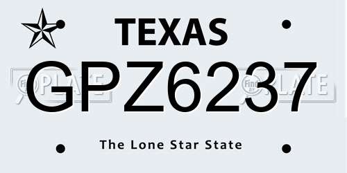 GPZ6237 Texas License Plate