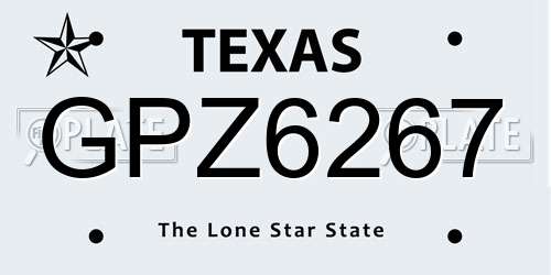 GPZ6267 Texas License Plate