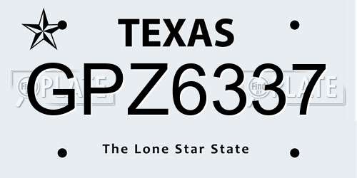 GPZ6337 Texas License Plate