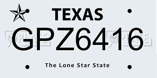 GPZ6416 Texas License Plate