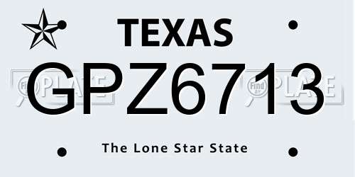 GPZ6713 Texas License Plate