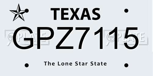GPZ7115 Texas License Plate