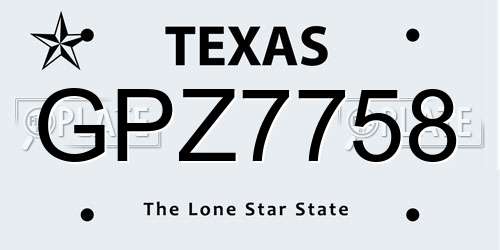 GPZ7758 Texas License Plate