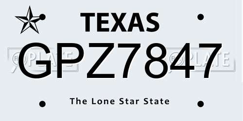 GPZ7847 Texas License Plate