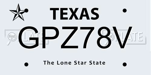GPZ78V Texas License Plate