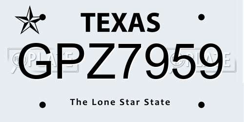 GPZ7959 Texas License Plate