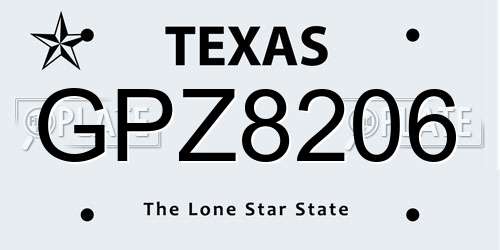 GPZ8206 Texas License Plate