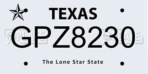 GPZ8230 Texas License Plate