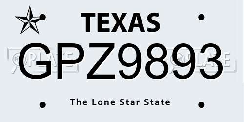 GPZ9893 Texas License Plate