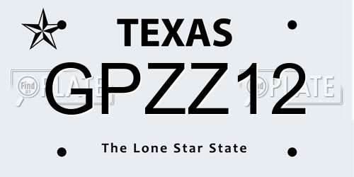 GPZZ12 Texas License Plate