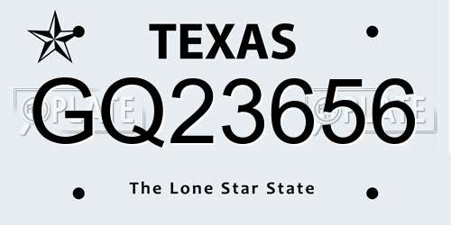 GQ23656 Texas License Plate