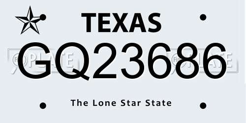 GQ23686 Texas License Plate