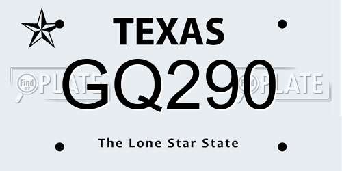 GQ290 Texas License Plate