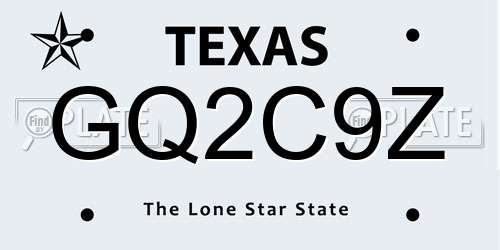 GQ2C9Z Texas License Plate