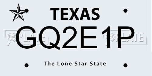 GQ2E1P Texas License Plate