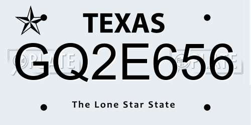 GQ2E656 Texas License Plate