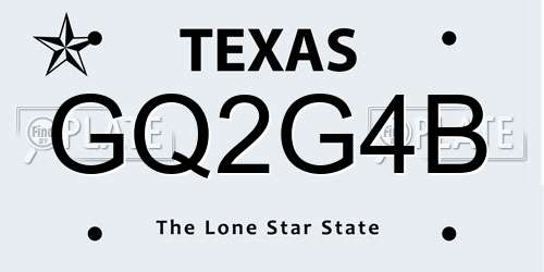 GQ2G4B Texas License Plate