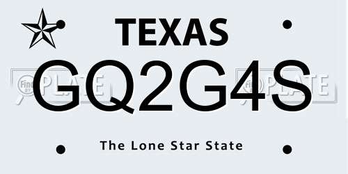 GQ2G4S Texas License Plate