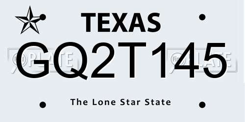 GQ2T145 Texas License Plate