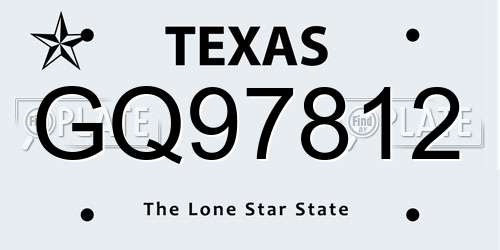 GQ97812 Texas License Plate