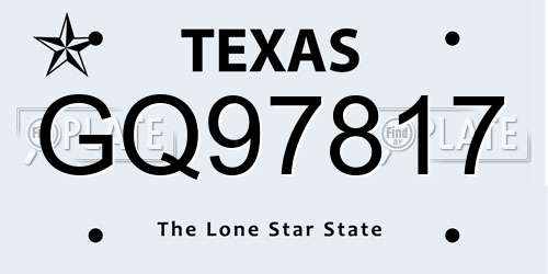 GQ97817 Texas License Plate