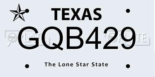 GQB429 Texas License Plate