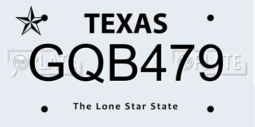 GQB479 Texas License Plate