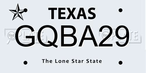 GQBA29 Texas License Plate