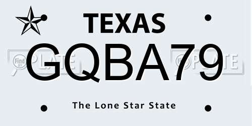 GQBA79 Texas License Plate