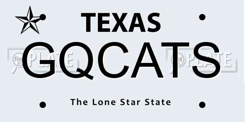 GQCATS Texas License Plate