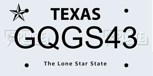 GQGS43 Texas License Plate