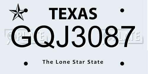 GQJ3087 Texas License Plate