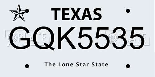 GQK5535 Texas License Plate