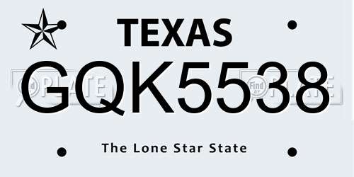 GQK5538 Texas License Plate