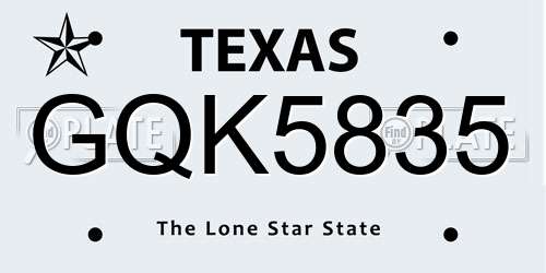 GQK5835 Texas License Plate