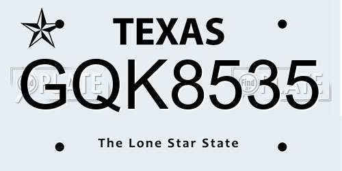 GQK8535 Texas License Plate