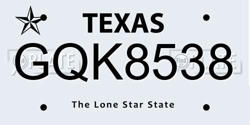 GQK8538 Texas License Plate