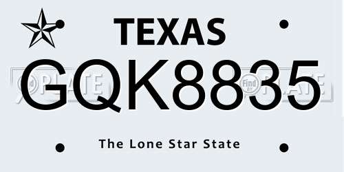 GQK8835 Texas License Plate