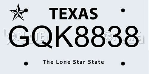 GQK8838 Texas License Plate