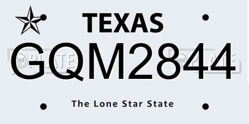 GQM2844 Texas License Plate