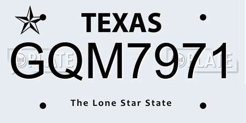 GQM7971 Texas License Plate